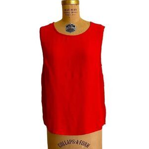 Red Phool Crepe Sleeveless Blouse Tank